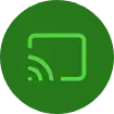 Icon representing digital signage installations for various sectors including quick-serve restaurants, drive-thrus, retail, education, medical, financial, and government